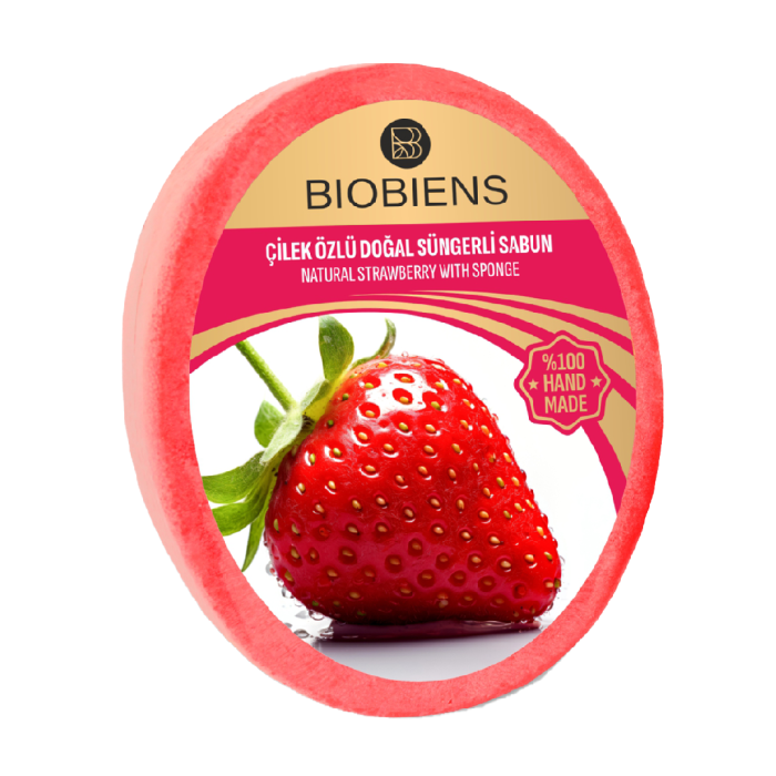 BioBiens Süt Çilek Özlü Doğal Süngerli Sabun 135gr