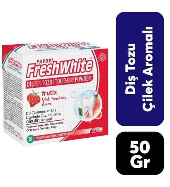 Fresh White Diş Tozu 50 gr Çilek Aromalı